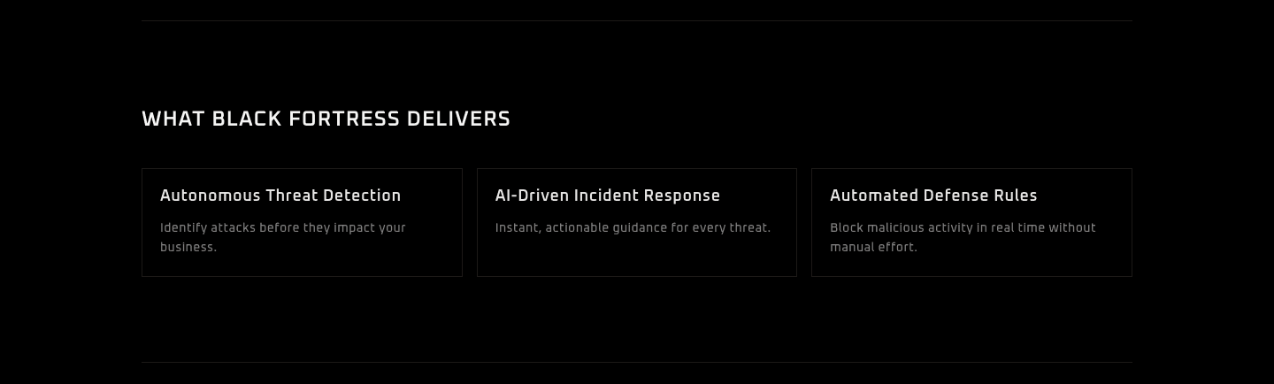 Black Fortress dashboard highlights